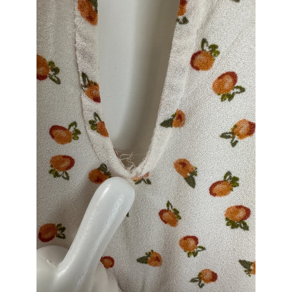 Free People Mia Short Sleeve Jumpsuit Ivory Peach Fruit Print Size 8 *Flawed - Picture 10 of 16